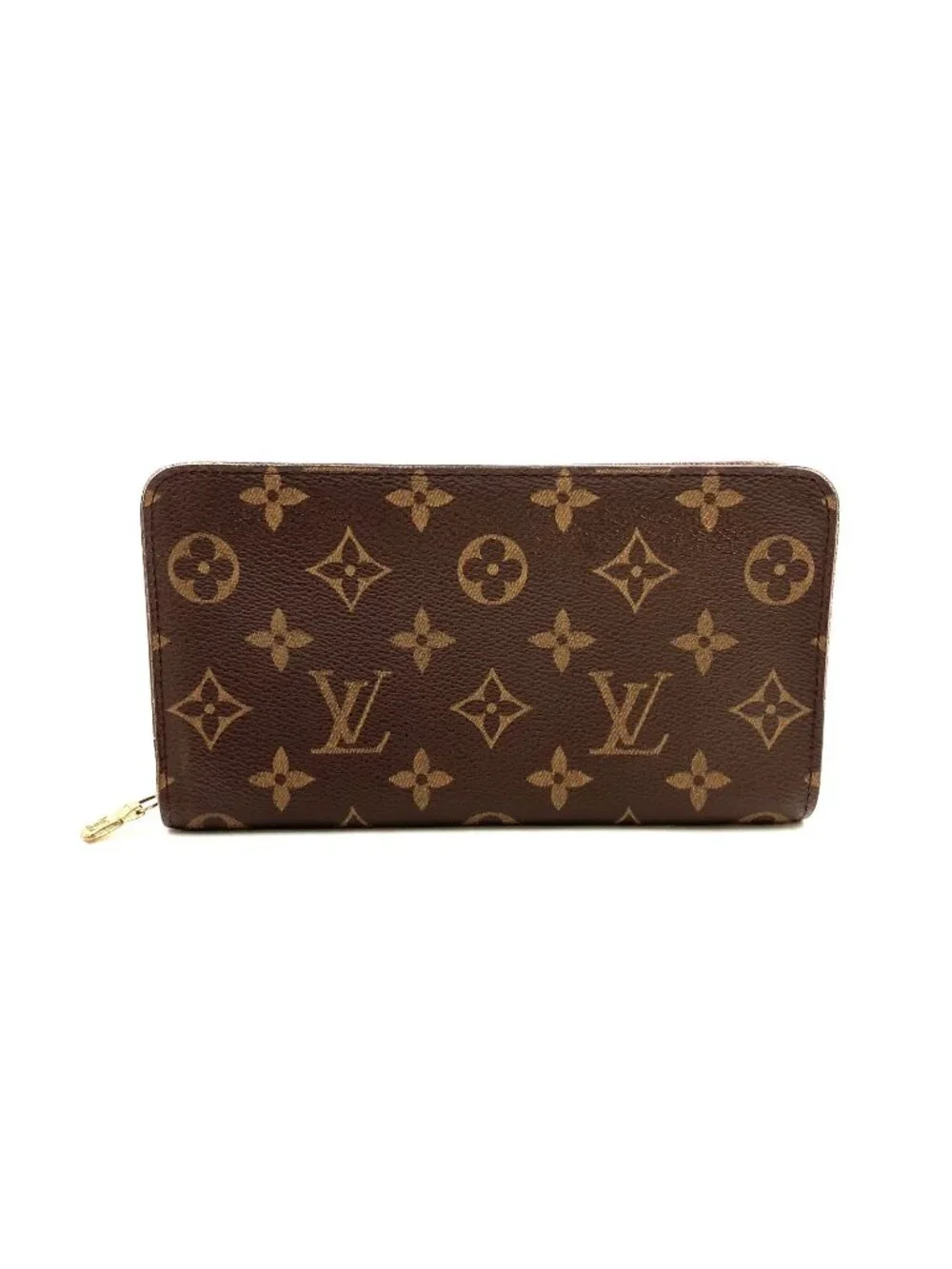 Louis Vuitton Porte-Monnaie Monogram Leather Brown Round Zippy Wallet Gold